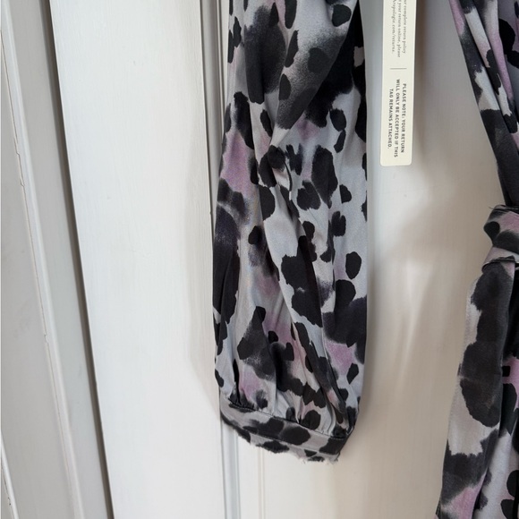 cloth & stone Gray, Black & Lavender Leopard Print Wrap Dress - Picture 5 of 7